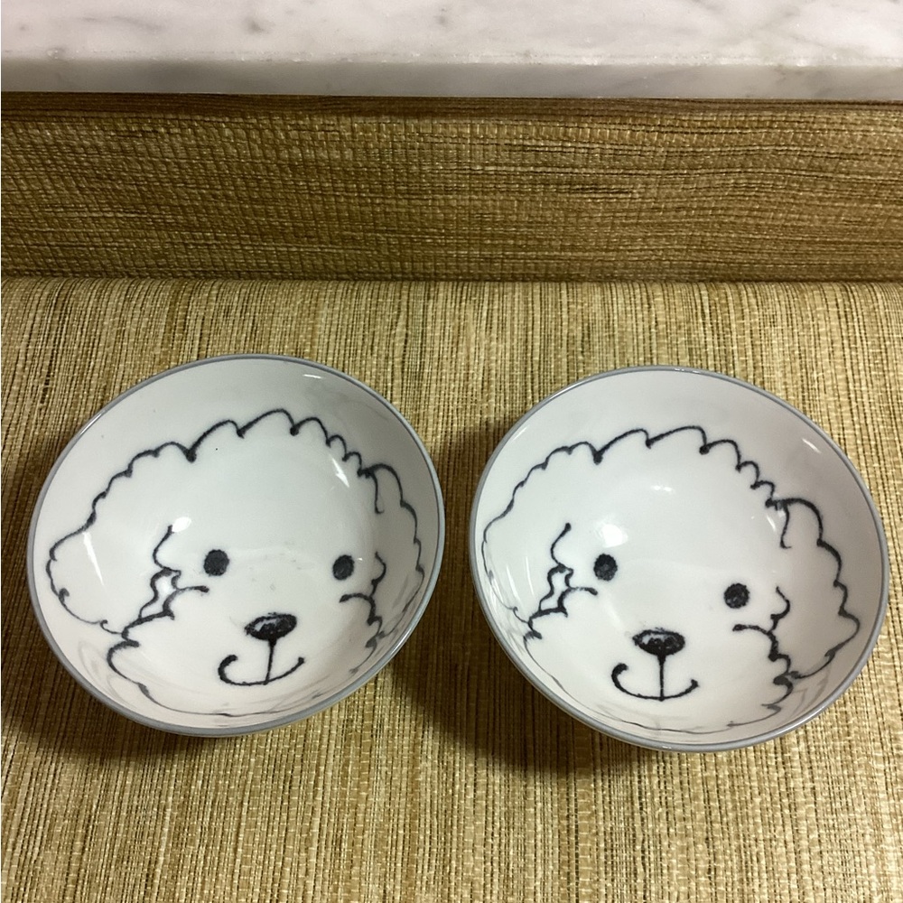 Anthropologie Dogs Days Portrait Rice Bowls with Dog Design set of 2 - Picture 5 of 6